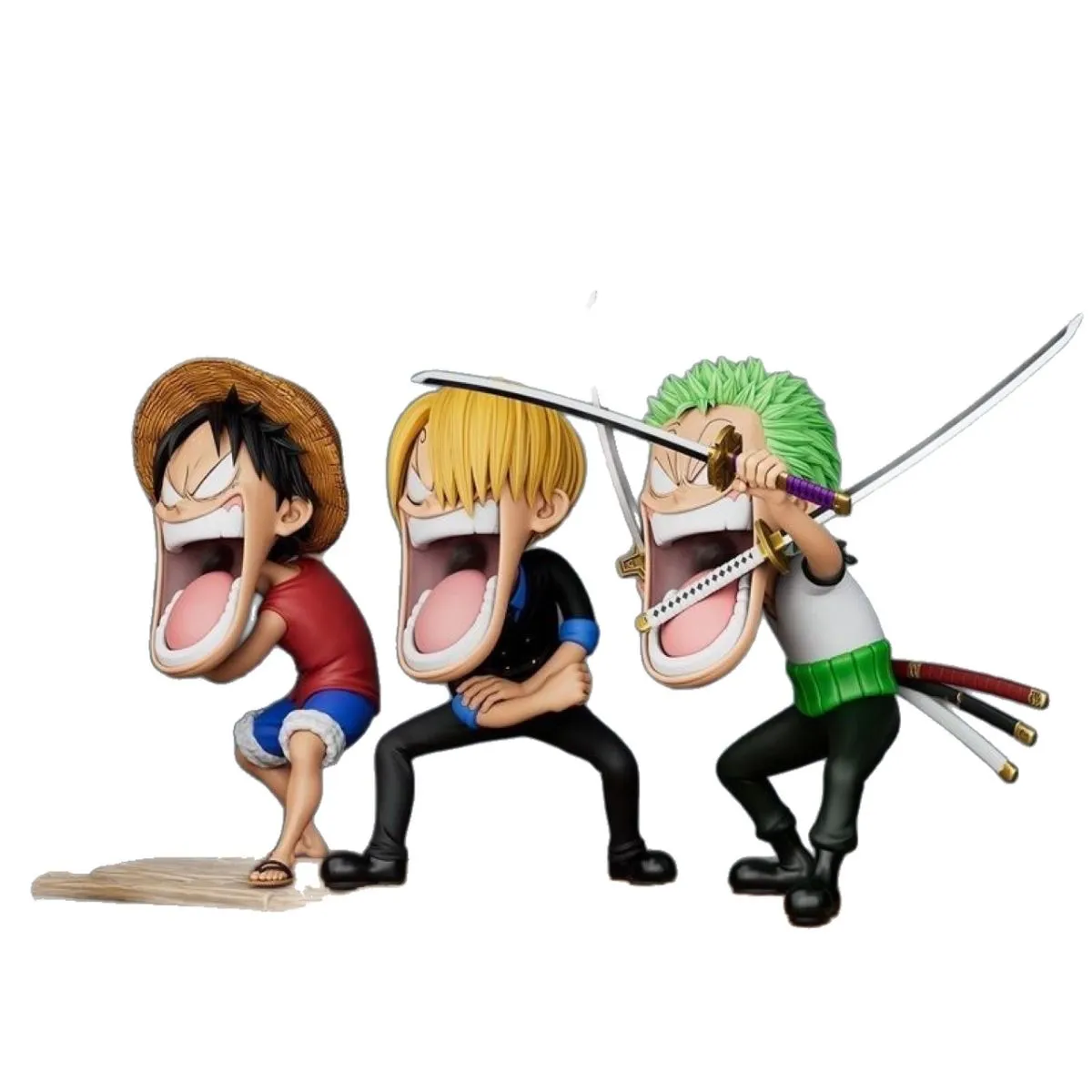 One Piece Hunger Trio Figure Set – Luffy, Sanji & Zoro 3 Captains Anime Statue, Collectible Model Ornament for Fans